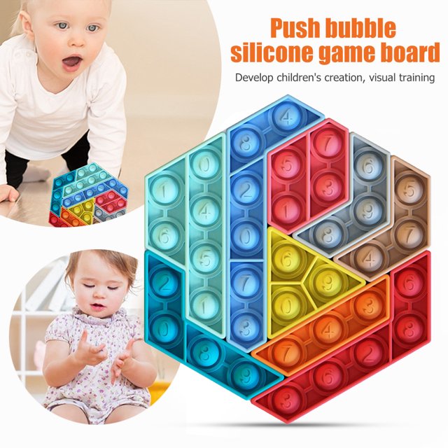 Rompecabezas hexagonal sensorial de burbujas de empuje de 9 piezas juguete Ehuebsd antiestrés para aliviar el autismo Color aleatorio