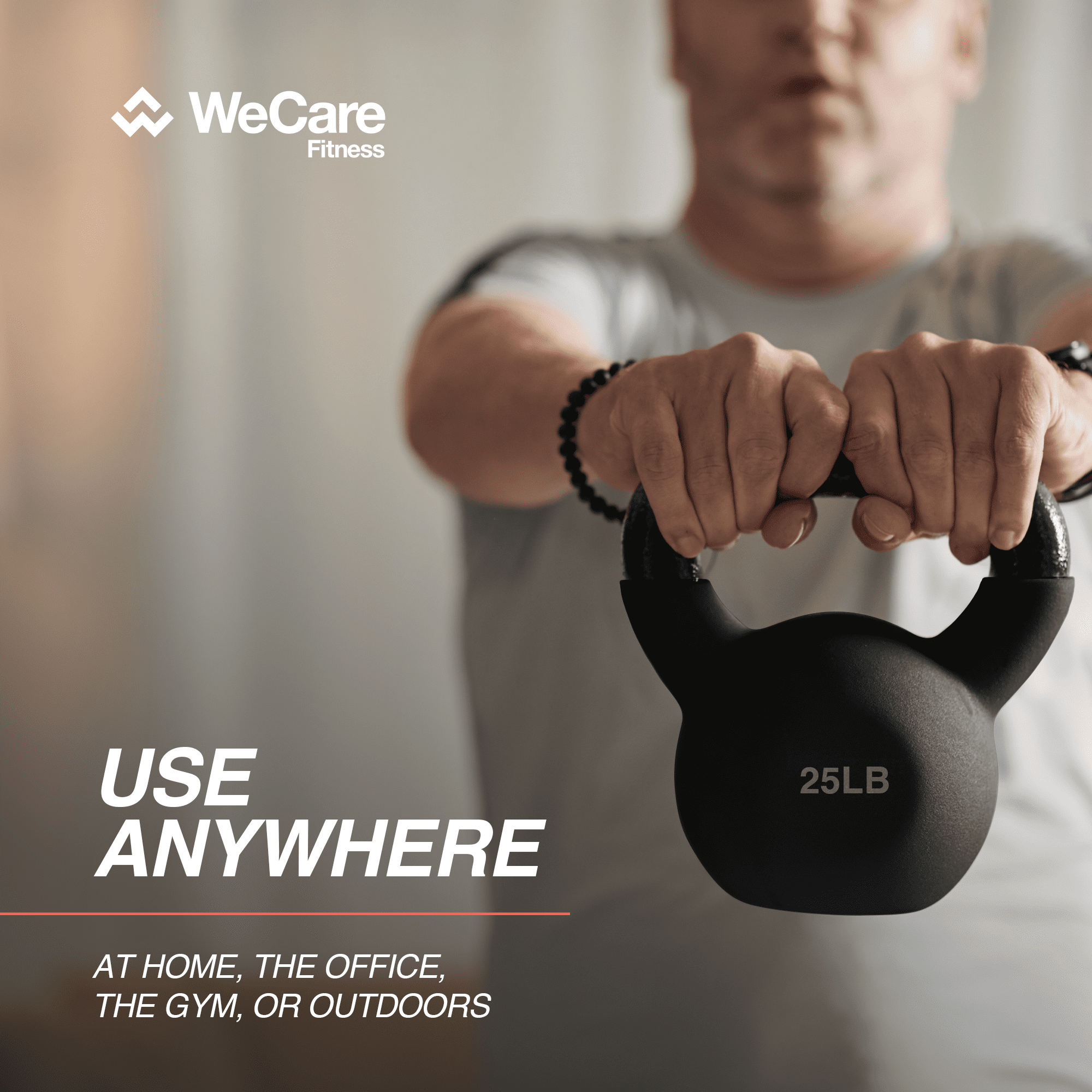 WeCare Fitness, 15lb Kettlebell with Smooth Covering, Single