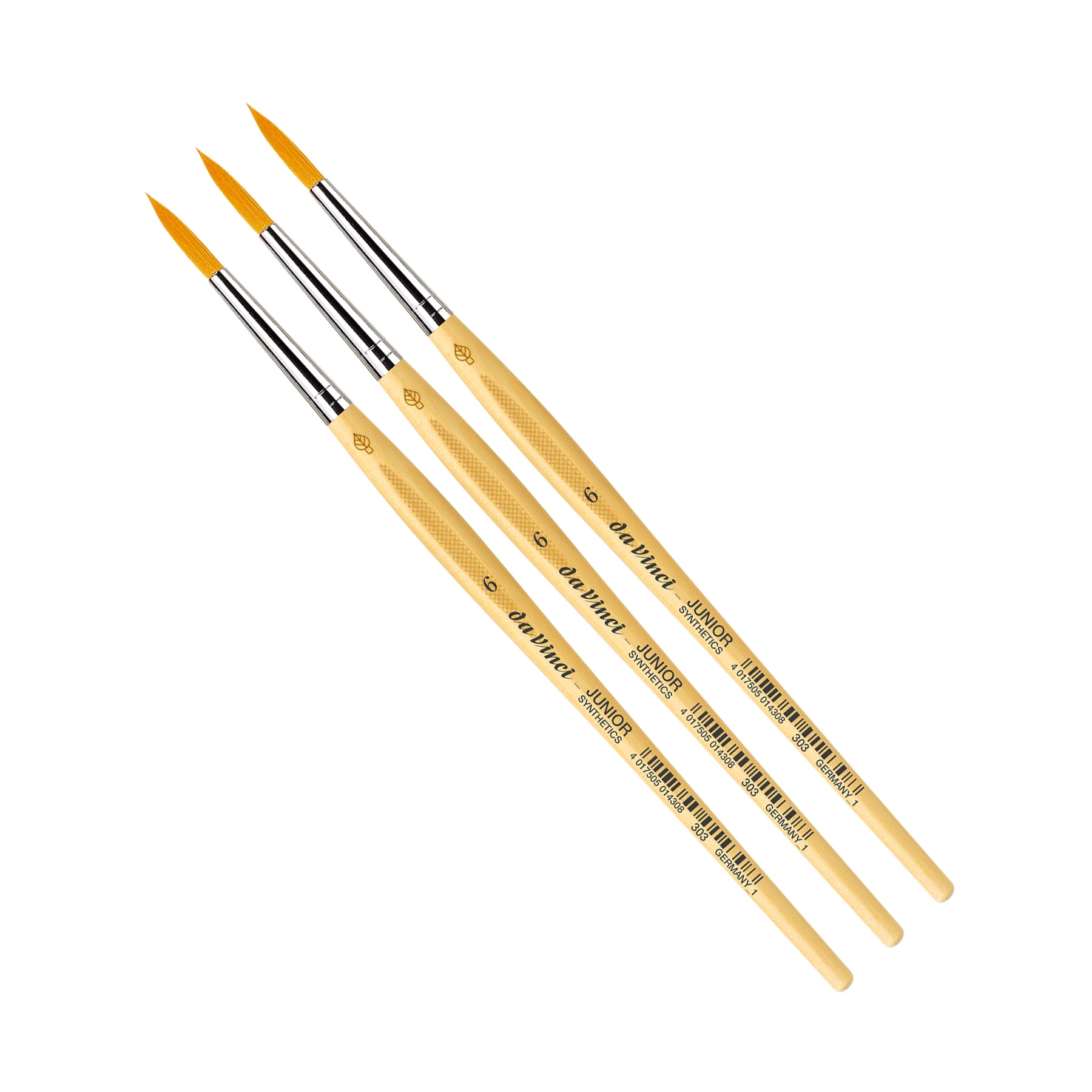 da Vinci JUNIOR Synthetics Student Brush, Synthetic, Tempera, Round, Series 303, Size 6, Pack of 3