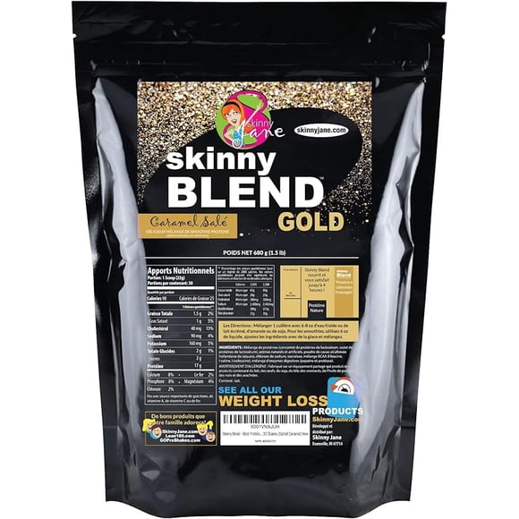 Skinny Blend Gold! - Smooth and Creamy Protein Weight Loss Shake, Meal Replacement Drink, Low Carb, Low Sugar Diet - Weight Control - 30 Servings, Salted Caramel