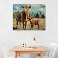 thumbnail image 2 of Orinice Cow and Calf Fine Art Aesthetic Poster Print Wall Painting for Home Decor on Canvas Living Room Bedroom Office 16x12in, 2 of 6