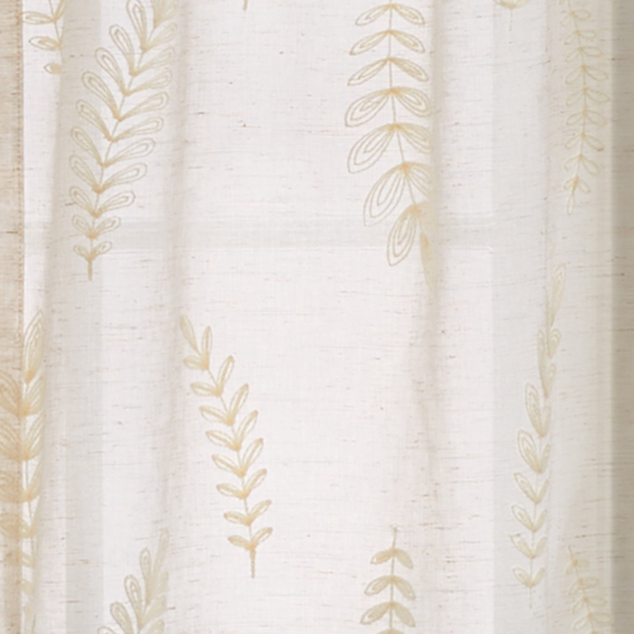 Better Homes & Gardens Embroidered Botanical Valance & Tier Set, 3-Piece Curtain, Indoor, Papyrus Beige, 60" W x 36" L, Adult, Teen