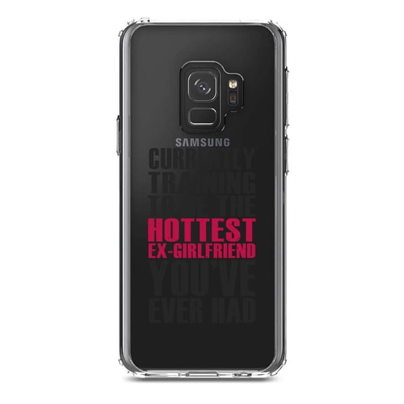 DistinctInk Clear Shockproof Hybrid Case for Samsung Galaxy S9 (5.8" Screen) - TPU Bumper Acrylic Back Tempered Glass Screen Protector - Training to be Hottest Ex Girlfriend Ever