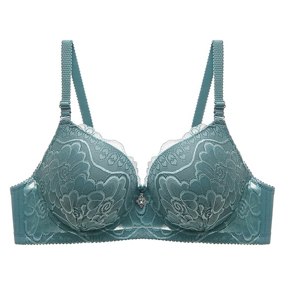 siminsem Women‘s Strapless Full Coverage Lace Bra Underwire Push Up Floral Lace Demi Tops No Slip Silicone Band Beguiling Lift for Evening Dresses, Mint Green,38