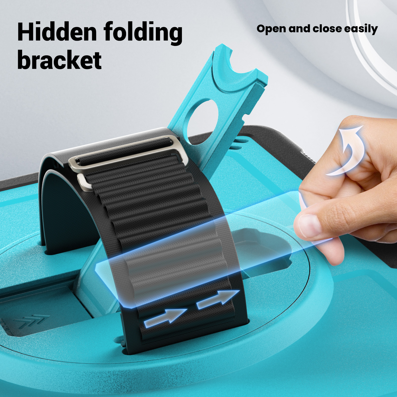 ELEHOLD Case for Apple iPad Pro 11 2022/2021/2020/2018/air4 10.9/air5,Soft TPU Rugged Durable Case with 360° Rotating Hand Strap & Foldable Hidden Stand & Pencil Holder,Lightblue