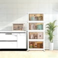 thumbnail image 3 of 3 layers can be stacked freely. Large Plastic Storage Bins with Lids and Open Front, Stackable Storage Containers with Wheels for Clothes, Home and Room.White, 3 of 7