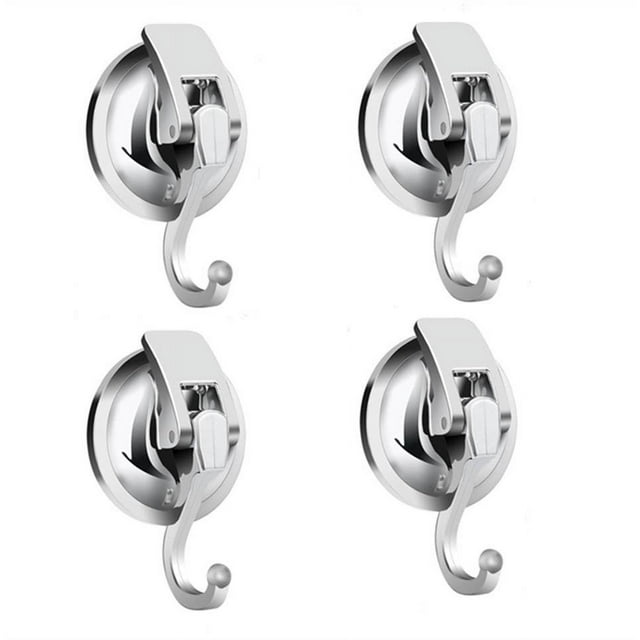Colgador de corona, paquete de 4, gancho de baño de cocina de vidrio de ventana chapado en plata reutilizable sin perforar para decoración de corona de toalla, bata, bata y abrigo