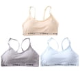 thumbnail image 1 of Girls Solid Color Racerback Letter Print Sport Training Bra Underwear 3 Pack, 1 of 8