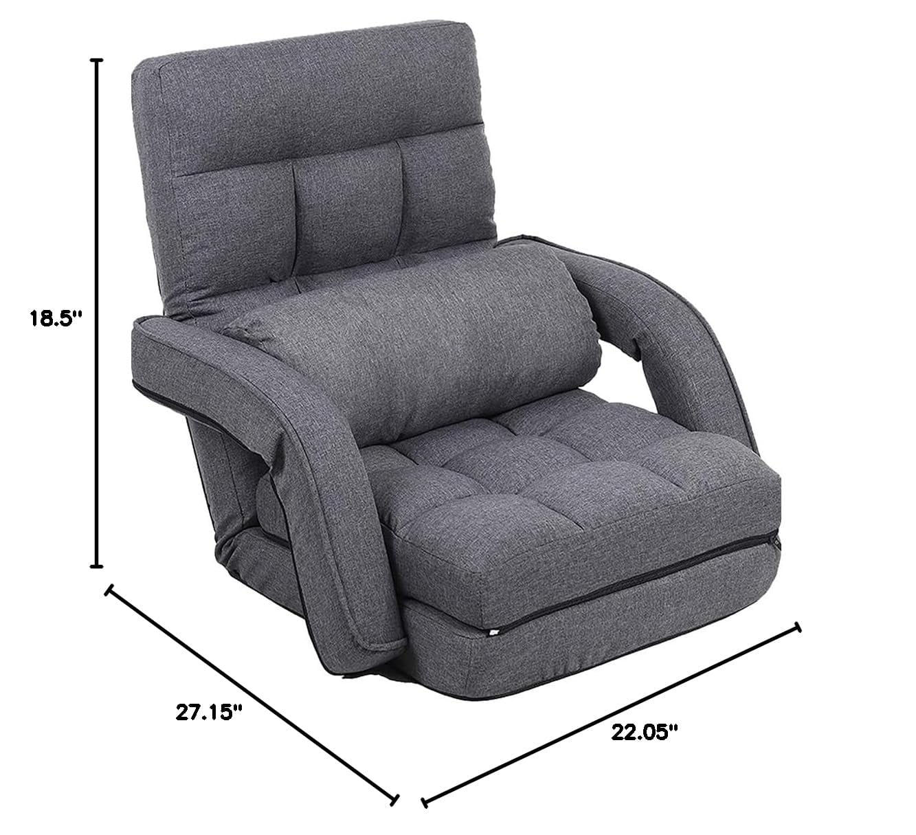 14-Position Adjustable Floor Chair, Chaise Lounge Indoor, Folding Lazy Sofa with Armrests and a Pillow Padded Adults Gaming Chairs for Living Room, Bedroom