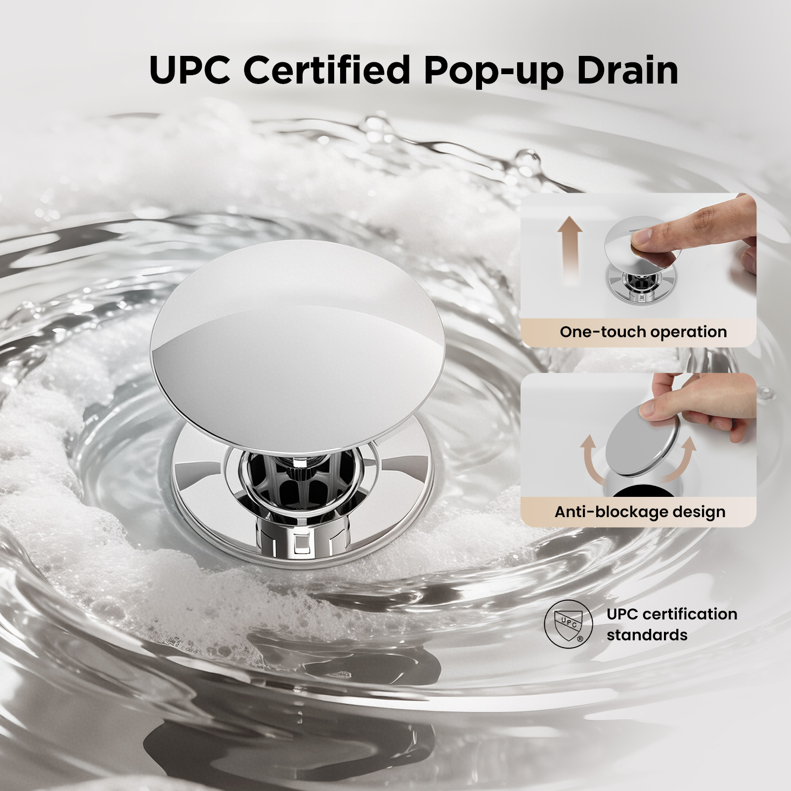 JOMOO 2-Handle Bathroom Sink Faucet, Safe Lead-Free Faucet with Pop-Up Drain Stopper & Supply Hoses, Fits Vanity, Bar Sink, RV