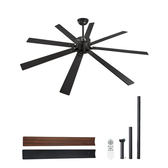 KFFKFF 72 Inch Lighted Ceiling Fan, 6-Speed Remote Operation, Adjustable 3-Color Ambiance, Bidirectional DC Engine, Contemporary Understated Flush Mount Fan for Indoor/Outdoor Spaces like Bedrooms