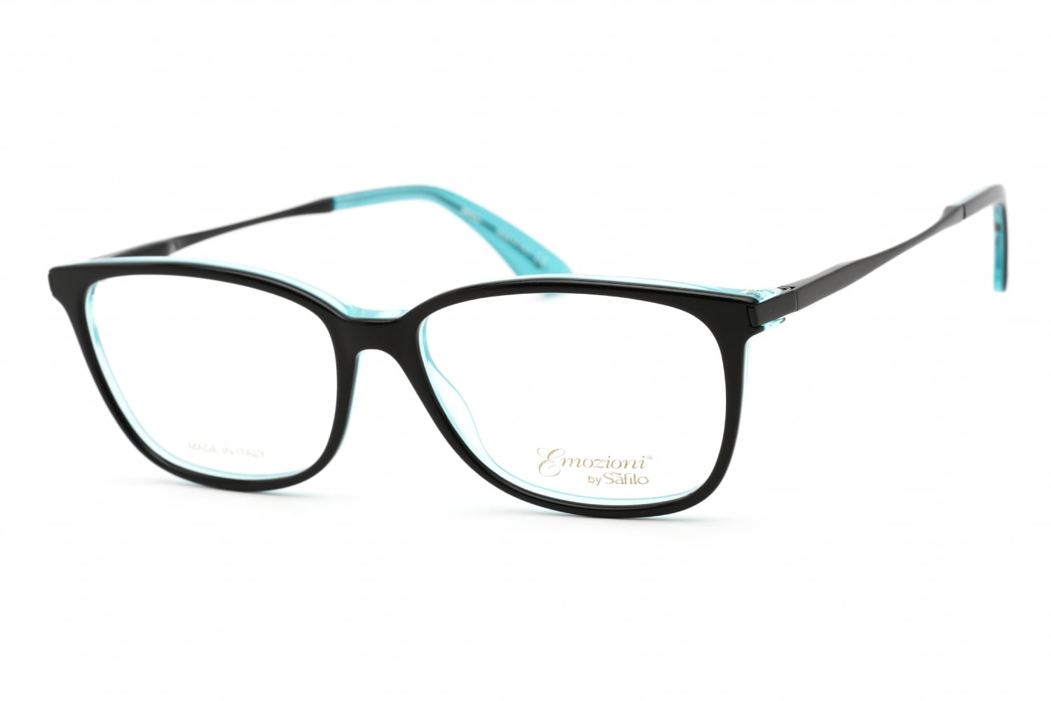 Emozioni 4044 Full Rim Rectangular Black Turquoise Palladium Eyeglasses