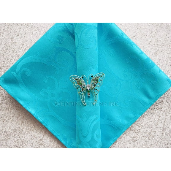 Wedding Linens Inc. (10pcs) 20" x 20" Versailles Chopin Damask Jacquard Polyester Linen Napkins - Turquoise