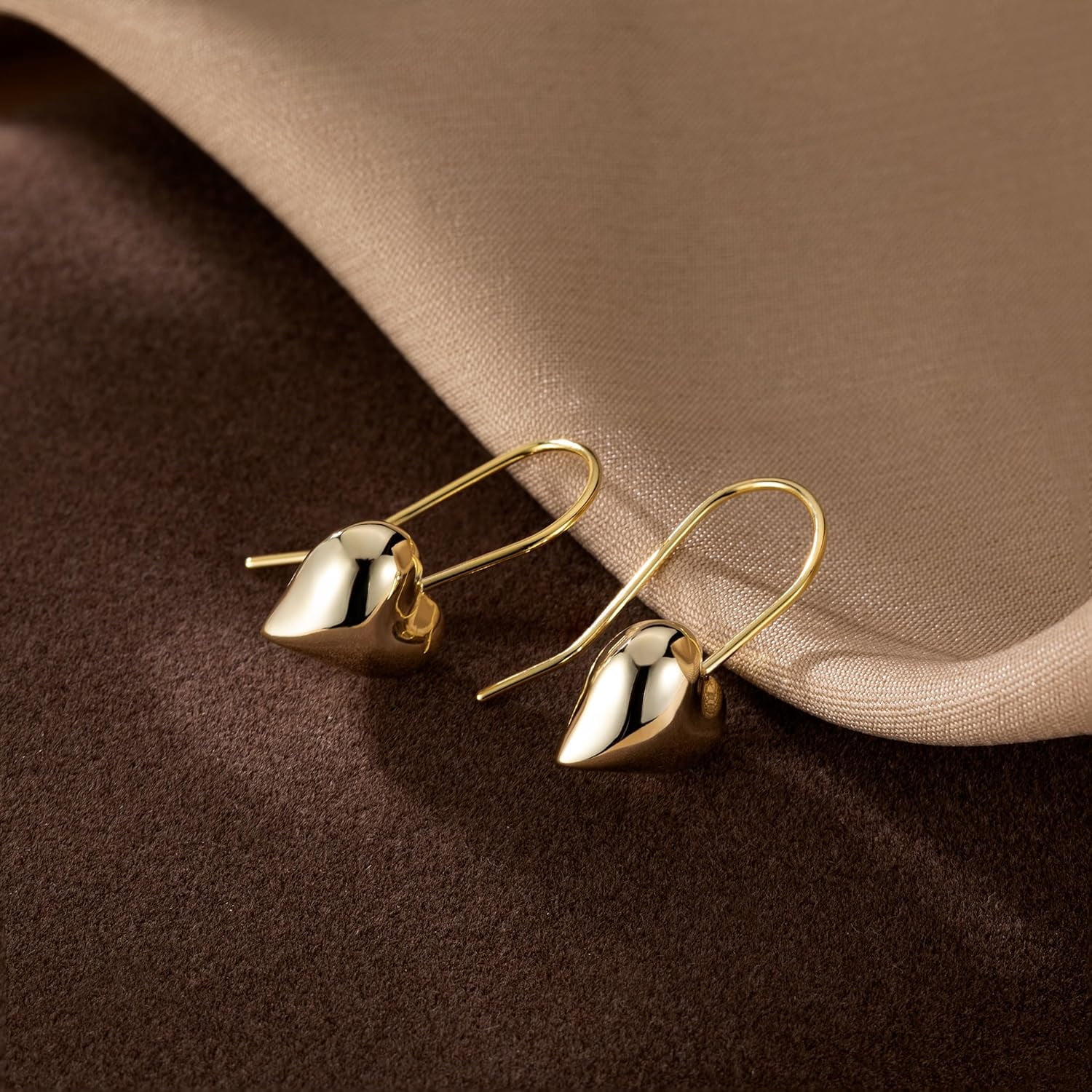 Solid 925 Sterling Silver Heart Drop Earrings for Women Teen Love Heart Dangle Earrings Hook