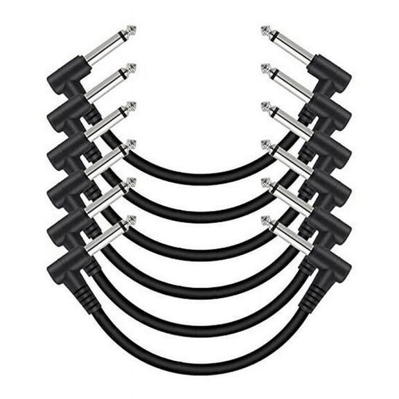 6 Pack 6 Inch Guitar Patch Cable, Instrument Guitar Pedal Cable Right Angle Shielded Pedal Board Cables