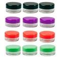 thumbnail image 2 of Set of 12 Clear Plastic Jars With Colored Lids: Size 25 Mil, 2 of 7