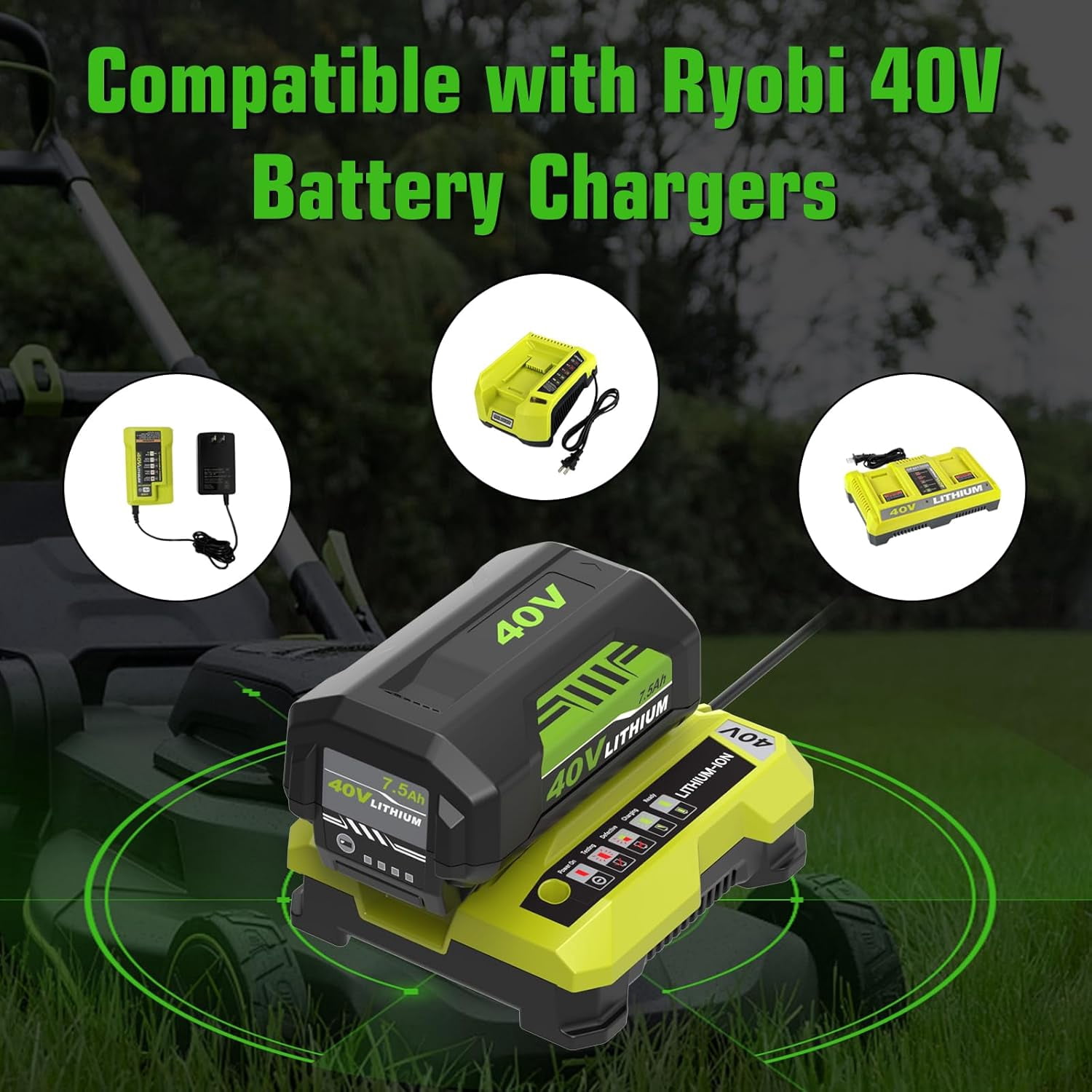 4Pack 40v Upgraded 7500mAh OP4026A Replacement for Ryobi 40V Battery 7.5Ah Compatible with Ryobi 40 Volt Battery Lithium OP4040 OP40201 OP4050A OP4015 OP40261 OP4030 OP40401 OP4060 Power Tools