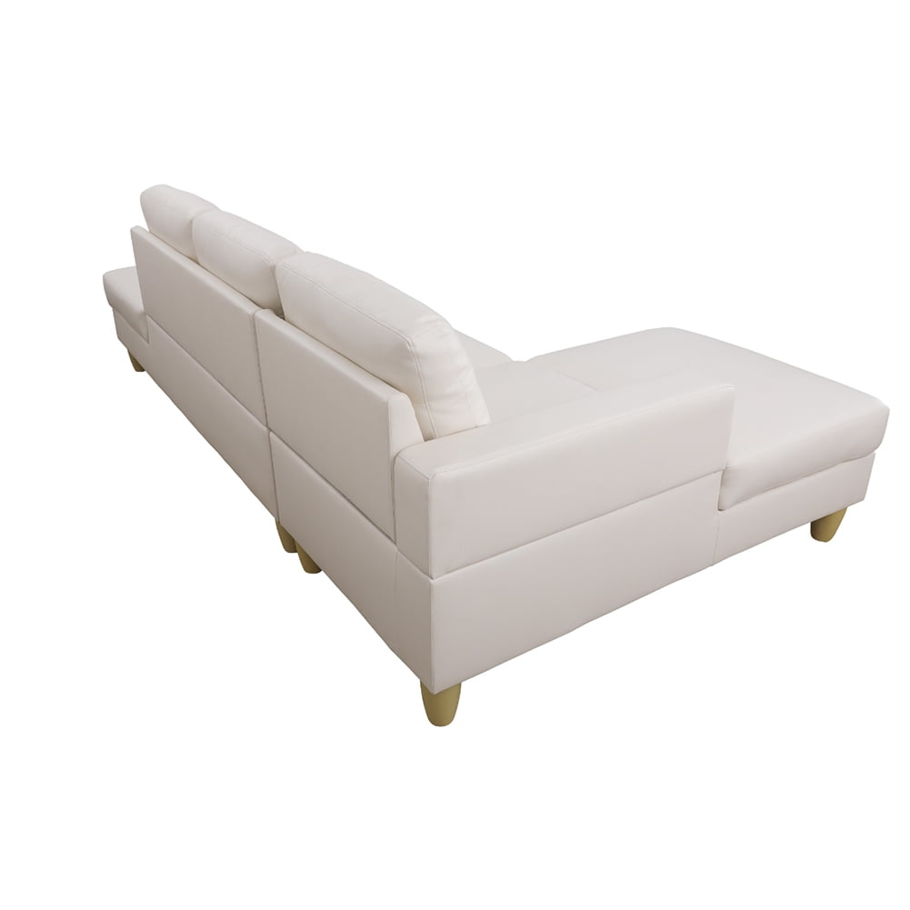 Kadyn L Shaped Sofa Couch Set for Living Room, White Faux Leather Sectional Sofa-Left Kadyn L Shaped Sofa Couch Set for Living Room, White Faux Leather Sectional Sofa-Left