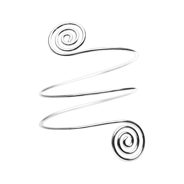 Anillo de brazo estilo punk con espiral de metal para mujer, adorno circular para el brazo, color plateado