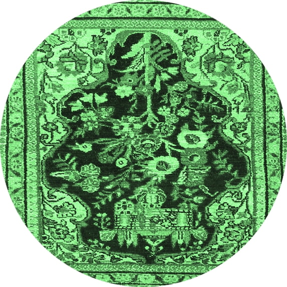 Ahgly Company Indoor Round Persian Emerald Green Traditional Area Rugs, 5' Round