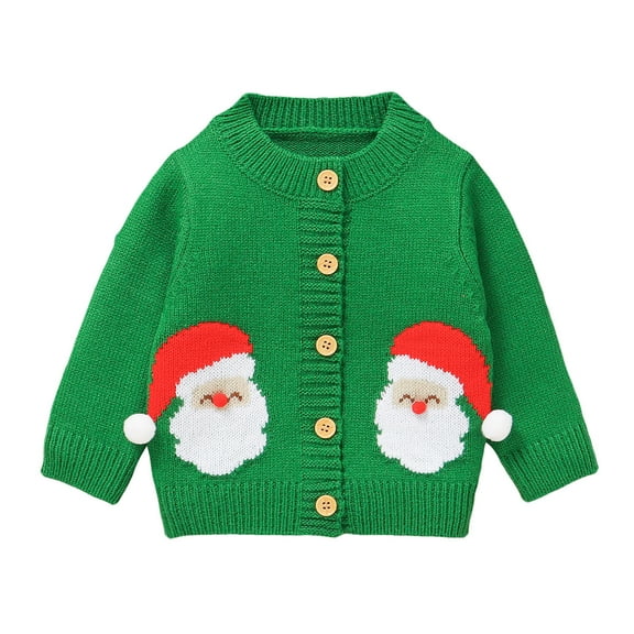 Toddler Christmas Cardigan Santa Knit Sweater Long Sleeve Button Up Knitwear Kids Boy Fall Winter Clothes