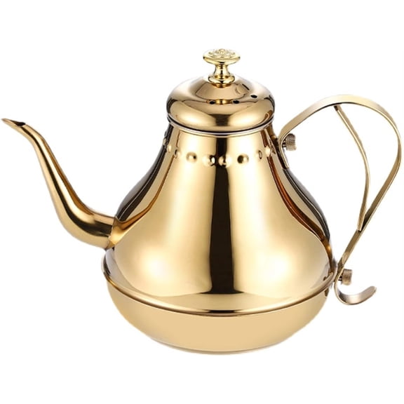 ABPETE Teapot, Gold Tea Kettle, Stainless Steel Water Kettle with Infuser, Small Tea Pot for Stovetop (Color : Gold, Size : 1.2L)