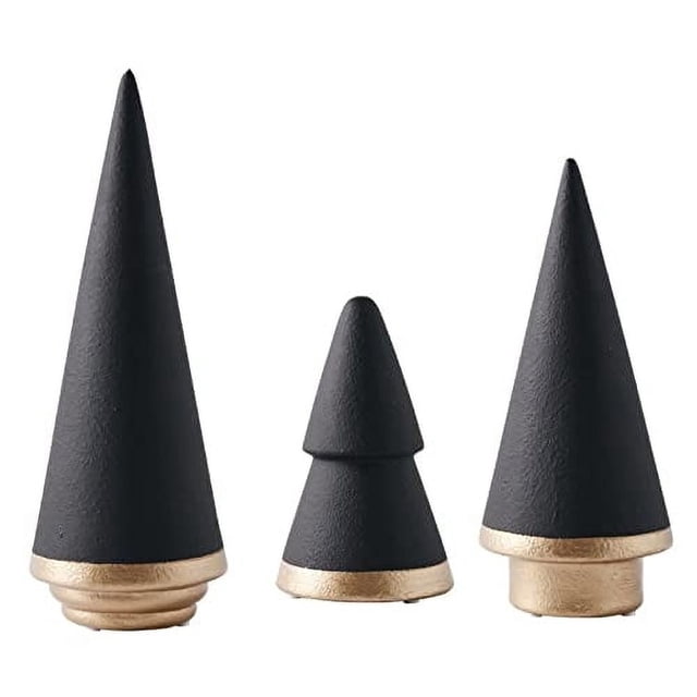 Decoración para árbol de Navidad KiaoTime, cerámica negra, juego de 3