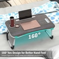 thumbnail image 2 of Lap Desk Stand, Foldable Laptop Bed Desk with Legs, Portable Laptop Bed Tray with iPad Slots, Small Lazy Laptop Table for Adults/Students/Kids, Eating Working Gaming Desk for Couch/Sofa/Floor, HJ1840, 2 of 11