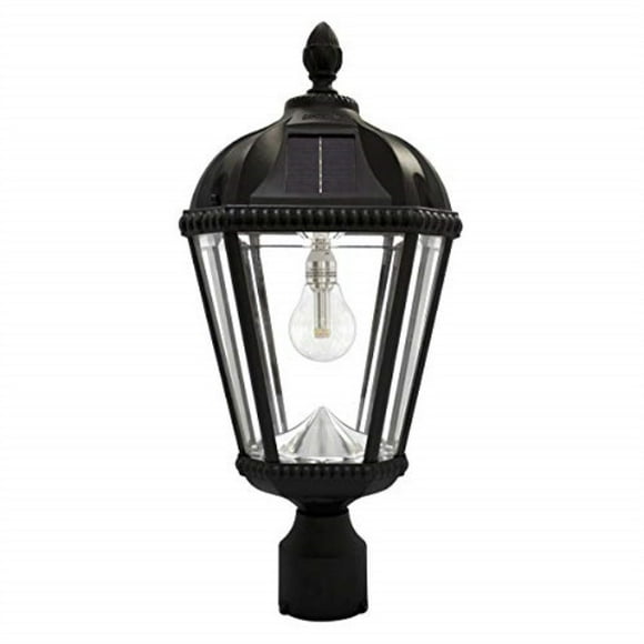 Gama Sonic GS-98B-F-BLK Royal Bulb Lamp Outdoor Solar Light Fixture, 3" Post-Fitter Mount, Black