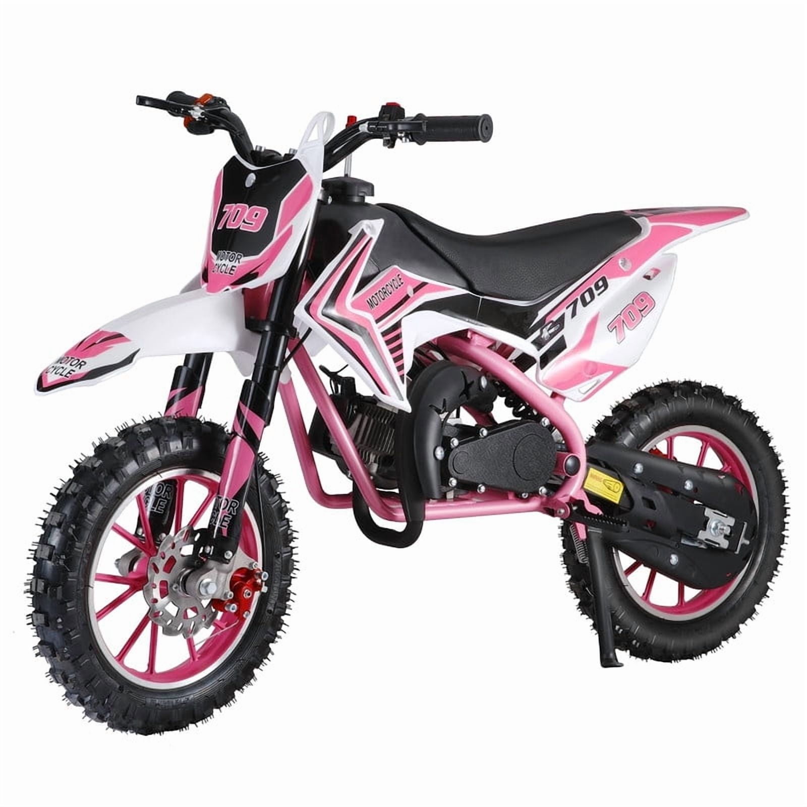 Seipouy 49cc Mini Dirt Bike for Kids, 2-Stroke Gas Power Off-Road Motorcycle with 10-Inch Tires Front & Rear Disc Brakes Shock Absorbing Soft Seat Cushion, Mini Motocross Motorcycle Dirtbike 30 KM/H