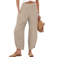 thumbnail image 1 of Pantalones capri ANRABESS Palazzo de pierna ancha para mujer, color beige, 1 of 6