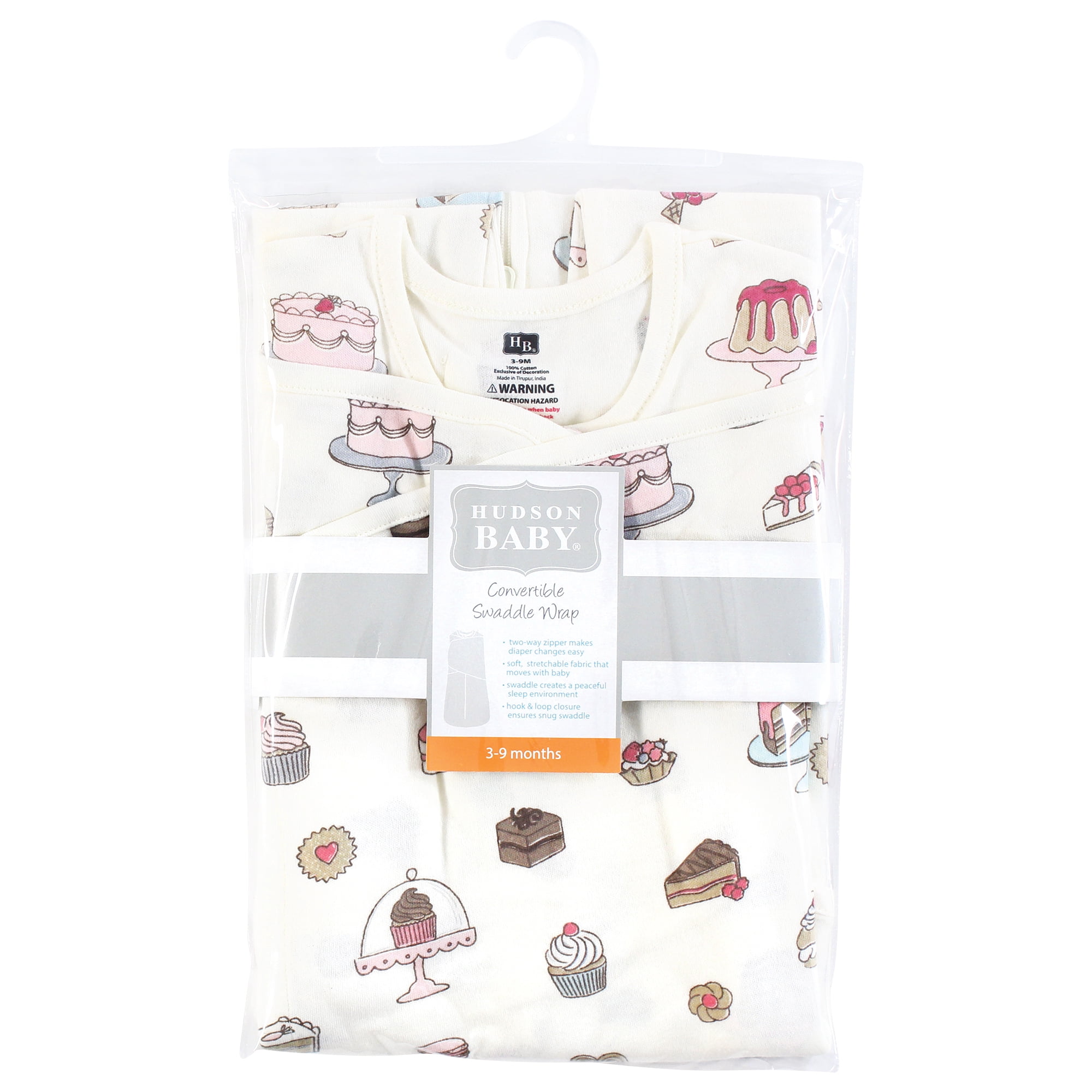 Hudson Baby Infant Girl Convertible Swaddle Sleep Sack, Sweet Bakery, 3-9 Months