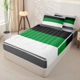 thumbnail image 2 of Erosebridal Minimalist Geometric Stripes Zipper Queen Comforter Set with Fitted Sheet and 2 Pillowcases,Green Stripe Pattern Zipper Bedding Set For Girls,Black Reversible,4pcs, 2 of 7