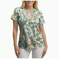 thumbnail image 4 of TOWED22 Holiday Scrub Tops for Women Short Sleeve Vneck Stretchy Nurse Workwear Uniforms Cute Printed 2 Pockets Scrub Shirt(Sky Blue,L), 4 of 6