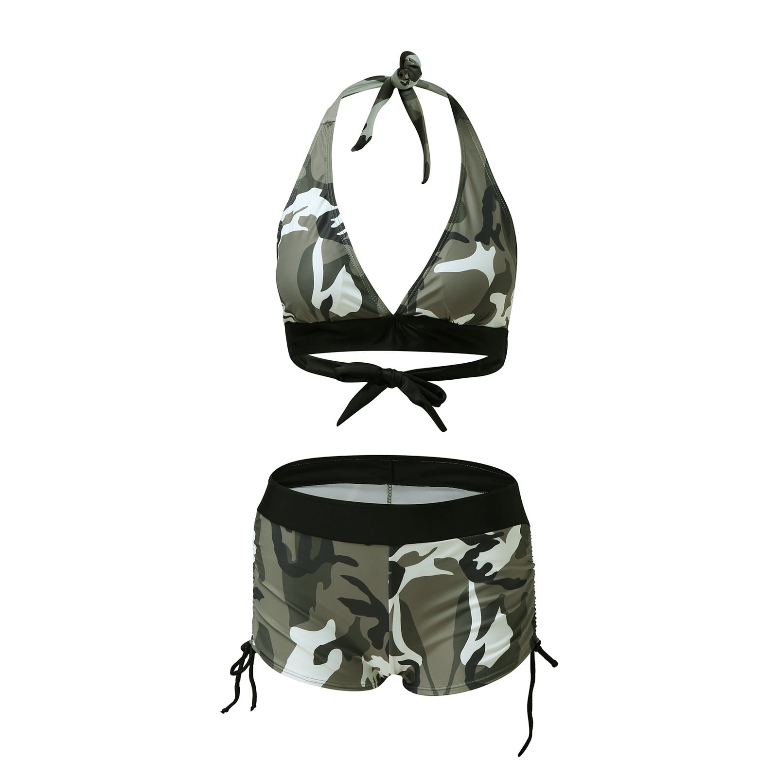 nsendm Female Underwear Adult Athletic Bathing Suits for Women Camouflage Swimwear 2pack Print Beachwear Up Ladies Split with Swim