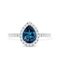 thumbnail image 4 of Rosec Jewels London Blue Topaz Teardrop Engagement Ring with Halo - Natural Blue Topaz Diamond Ring for Women, 925 Sterling Silver, US 4.00, 4 of 8