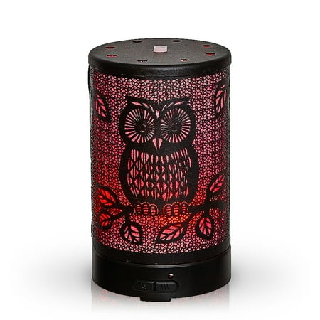 Aromar 100 mL Metal Owl Ultrasonic Aroma Oil Diffuser (Black)