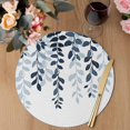 thumbnail image 3 of Navy Blue Ombre Botanical Round 13 Inch Placemats Set of 2, Watercolor Pastoral Leaf HeatResistant Non Slip Place Mats for Dining Table, Wipeable Braided Kitchen Table Mats for Housewarming, 3 of 9