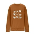 thumbnail image 5 of Womens Valentine Sweatshirt Oversized Cropped Heart Print, Casual Soft Polyester Crewneck for Valentine's Day & Gifts, Brown,Size S, 5 of 5
