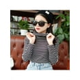 thumbnail image 2 of Women Striped Slim T-shirt Comfort Blouse Long Sleeve Tops Turtleneck Tee, 2 of 4