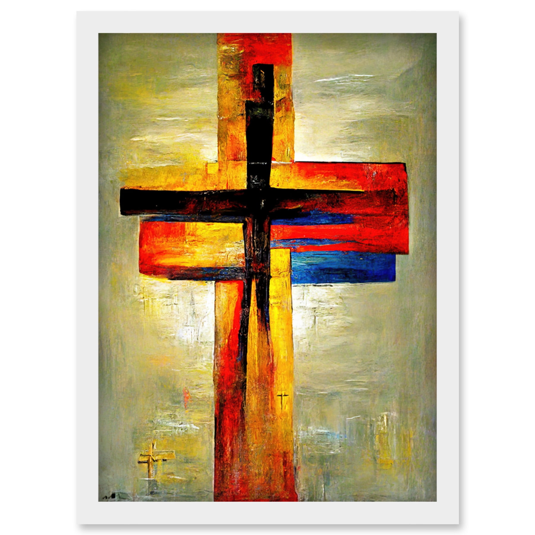 Christian Modern Crucifixion Cross Jesus Artwork Framed Wall Art Print ...