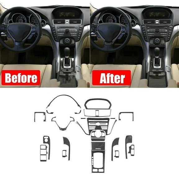 KESSOCCO 27Pcs Real Carbon Fiber Full Kits Interior Cover Trim Set Fit for Acura TL 2009-2014