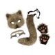 thumbnail image 1 of Conjunto de collar y cola de animal para fiestas temáticas, máscara facial de Halloween para juego de rol de graduación Caqui, 1 of 8