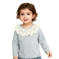 thumbnail image 2 of Bobifish Girls Long Sleeve t Shirts Solid Color Elegant Lace Collar Blouse Soft Basic pullover Tops kids comfortrable base t shirts, 2 of 9