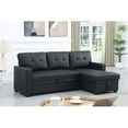 thumbnail image 5 of Howcool 82" Convertible Sleeper Sofa Bed, Pull-Out Couch with Reversible Storage Chaise, L-Shaped Sectional Couch with USB Charging, Linen Fabric Sofa for Small Living Room Apartment,Black, 5 of 7