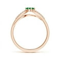 thumbnail image 2 of ANGARA Natural Classic Two Stone Emerald Bypass Split Shank Ring in 14K Rose Gold for Women (Size-3mm) | May Birthstone, Birthday, Anniversary, Jewelry Gift for Women | Natural Emerald Ring, 2 of 8