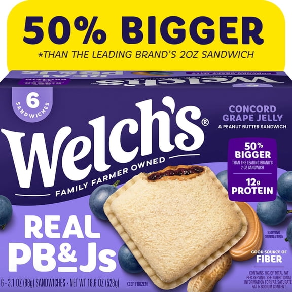Welch's Real PB&Js 6pk / 3.1oz Concord Grape Jelly & Peanut Butter Sandwich