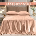 thumbnail image 2 of Elegant Comfort Luxurious 4-Piece Silky Satin Sheet Set, Skin and Hair Friendly, Wrinkle, Fade, Stain Resistant with Deep Pockets Fitted Sheet, Cooling Soft Satin Sheet Set, Twin XL, Dusty Rose, 2 of 5