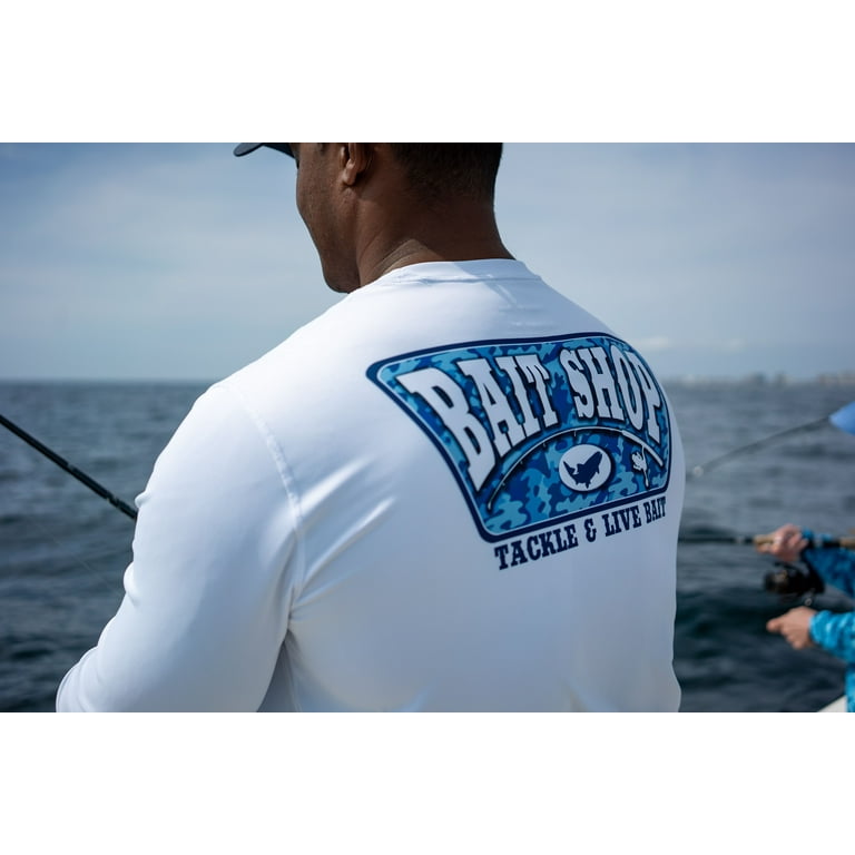 FinTech Men's Long Sleeve Fishing Shirt Camo Bait Shop - 2XL 