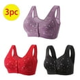 thumbnail image 2 of SMihono Fashion Women's Daily Bra, 3 Pack Push Up Bras No Underwire High Support Front Closure Front Snaps Full Coverage Easy Close Sports Bras Purple 6, 2 of 6